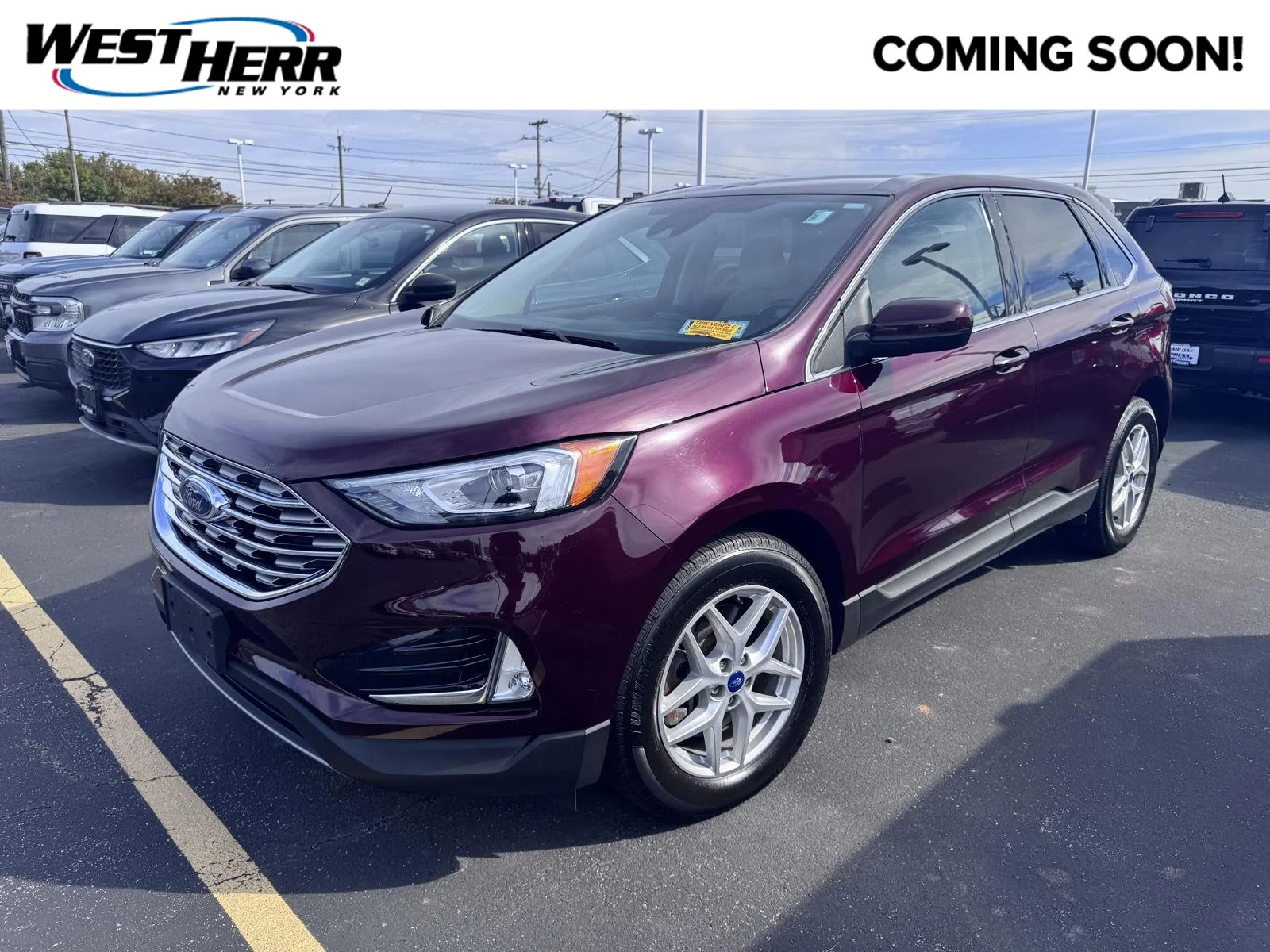 Used 2022 Burgundy Velvet Metallic Tinted Clearcoat Ford SEL image 1
