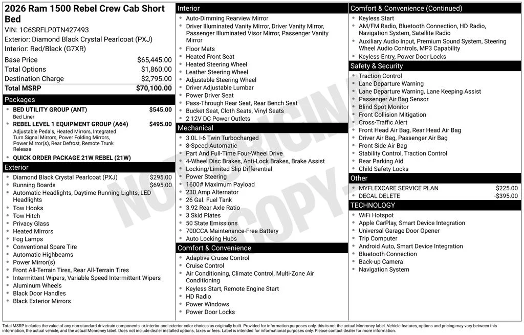 New 2026 Diamond Black Crystal Pearl-Coat Exterior Paint RAM Rebel image 5