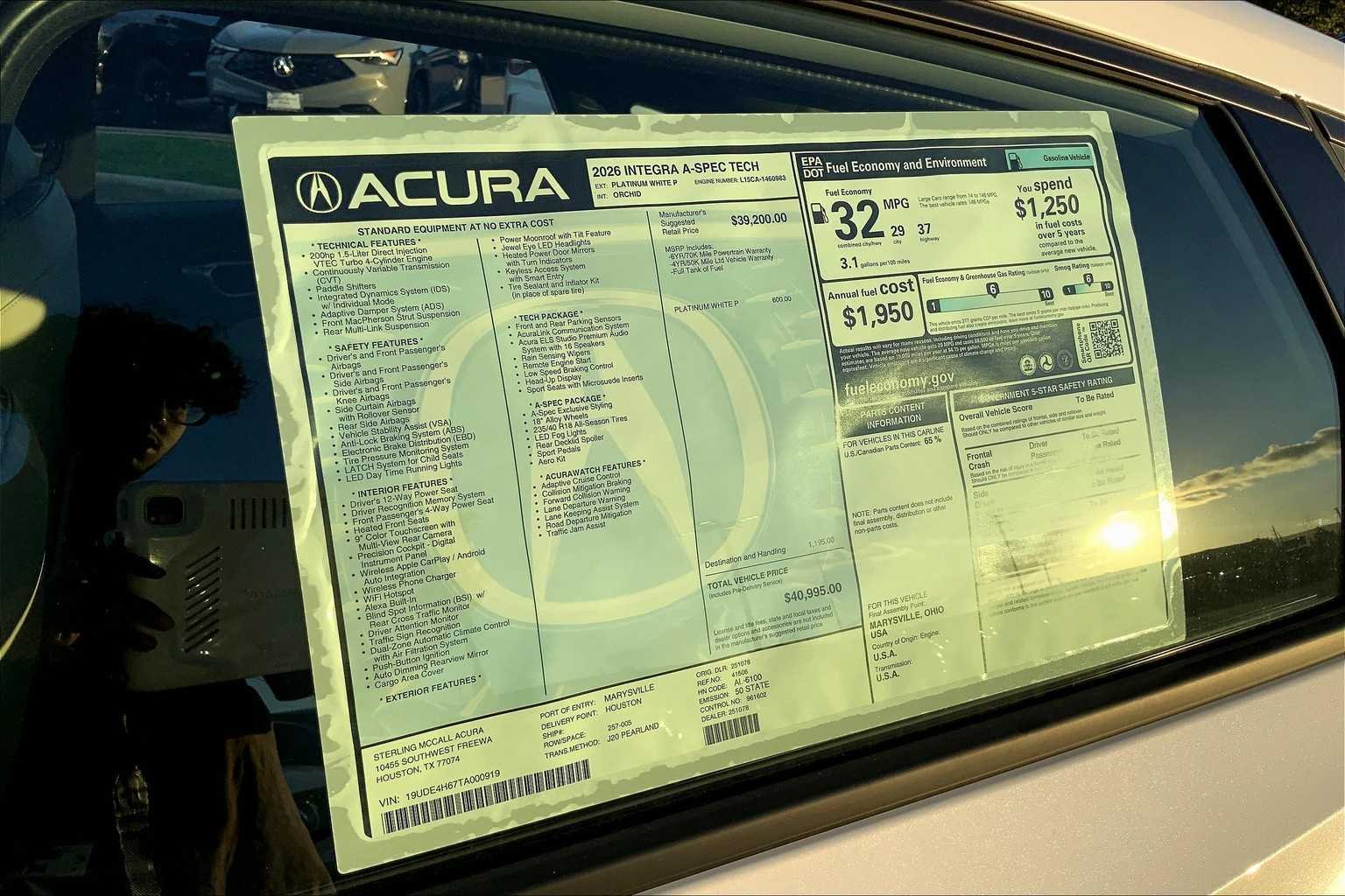 New 2026 Platinum White Pearl Acura w/A-Spec Technology Package image 21