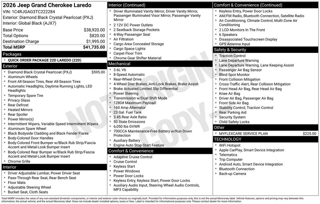 New 2026 Diamond Black Crystal Pearlcoat Jeep Laredo image 7