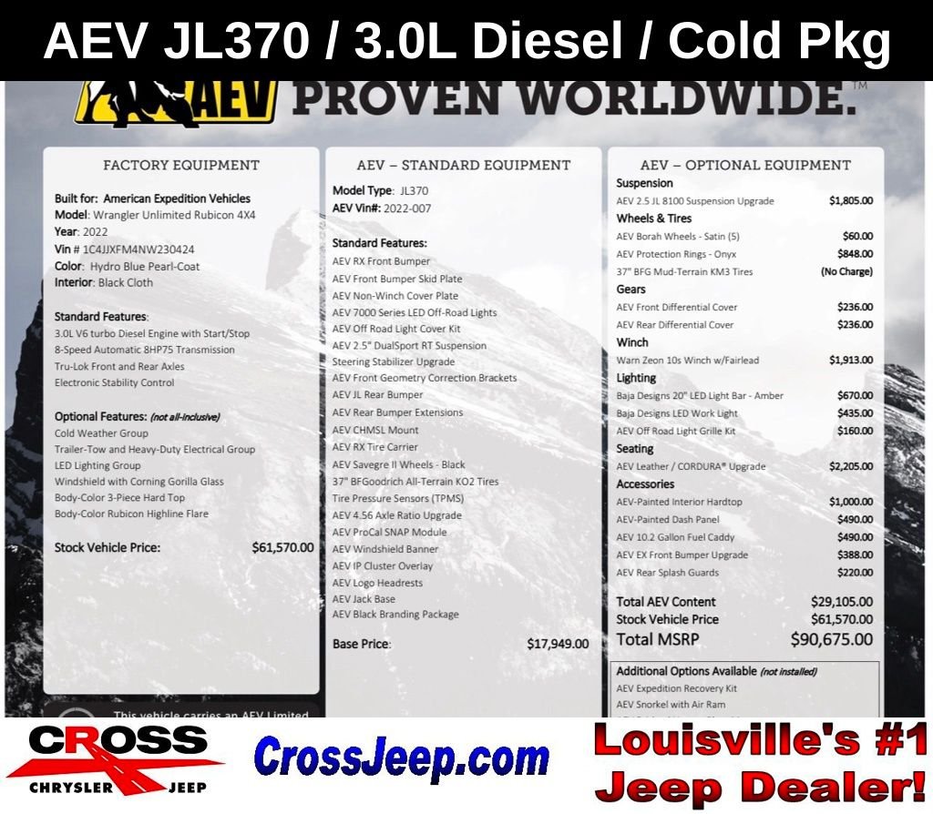 Used 2022 Blue Pearl Jeep Unlimited Rubicon image 1