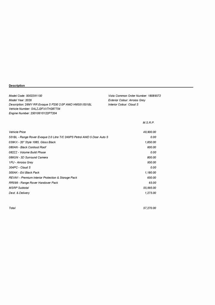 2026 LAND ROVER RANGE ROVER EVOQUE - Image 2