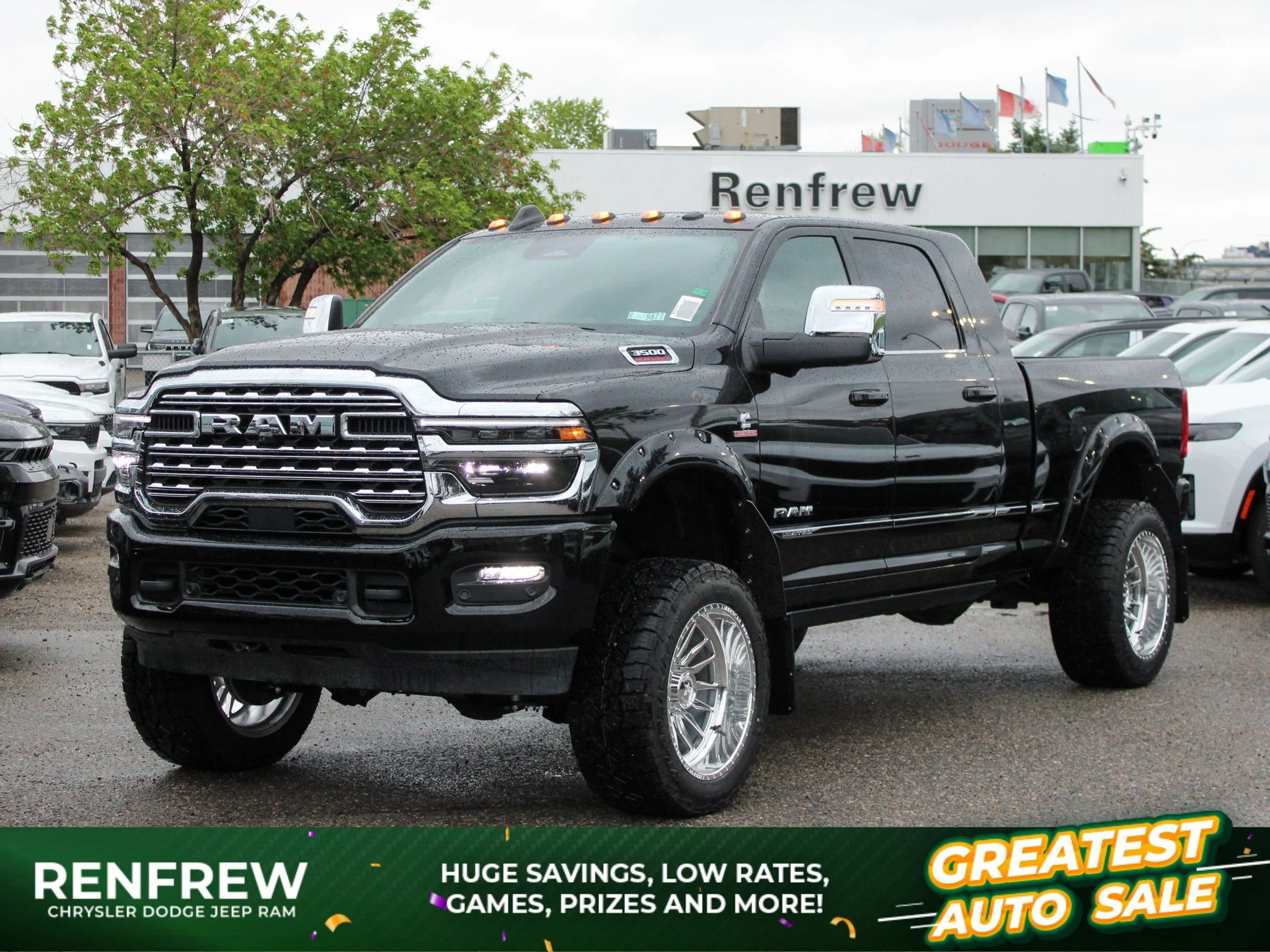 New 2026 Black RAM Limited* Mega Cab 4x4, 5 Inch Lift, 22 Inch American Force Wheels image 1