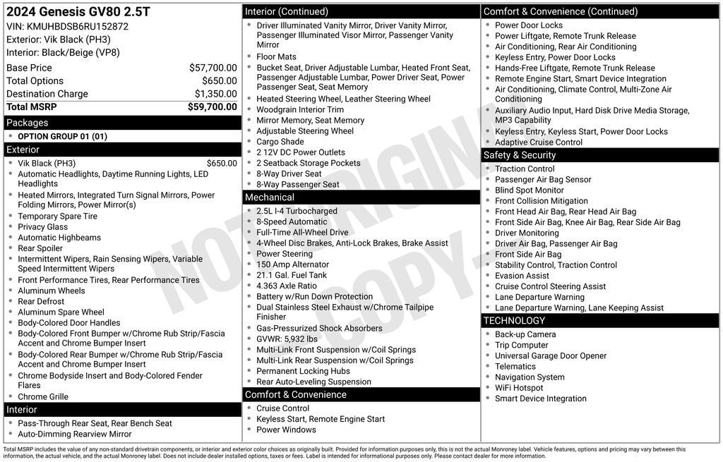 Certified Used 2024 Black Genesis 2.5T image 18