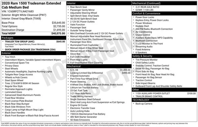 Used 2020 Bright White Clearcoat Ram Tradesman image 38