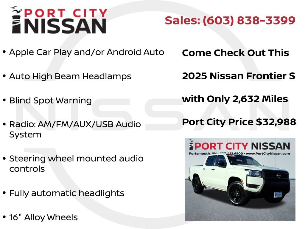 Used 2025 Glacier White Nissan S v6 w/intelligent cruise control & apple car play image 8