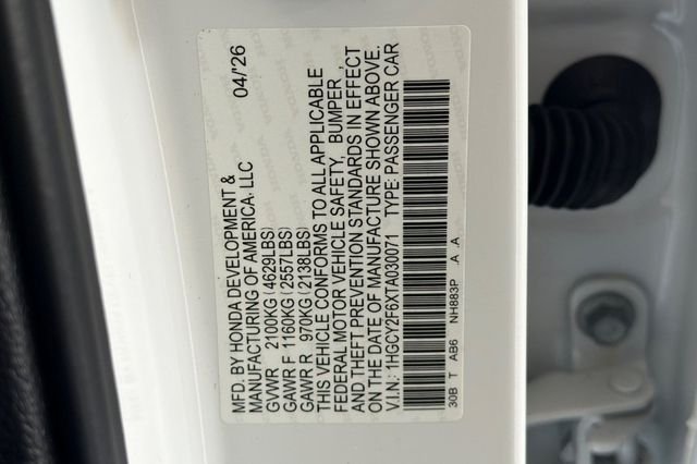 New 2026 Platinum White Pearl Honda EX-L image 22