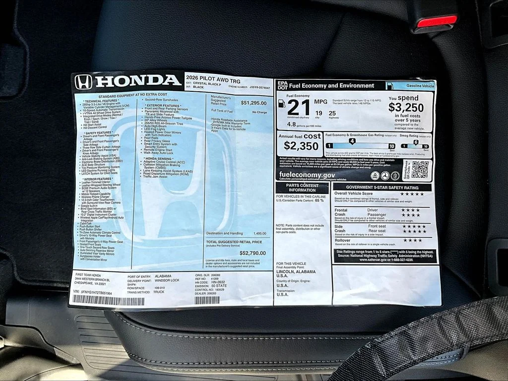 New 2026 Crystal Black Pearl Honda AWD Touring image 36
