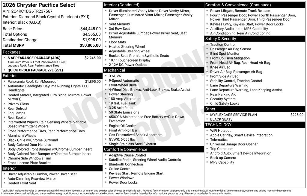 New 2026 Diamond Black Crystal Pearl-Coat Exterior Paint Chrysler Select image 32