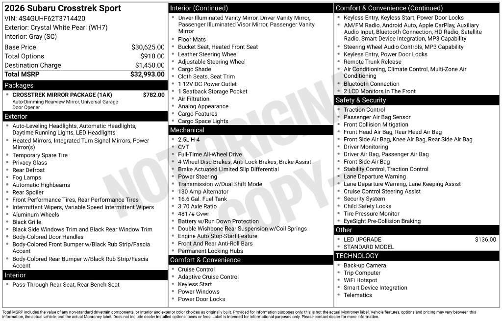 Used 2026 White Subaru Sport image 4