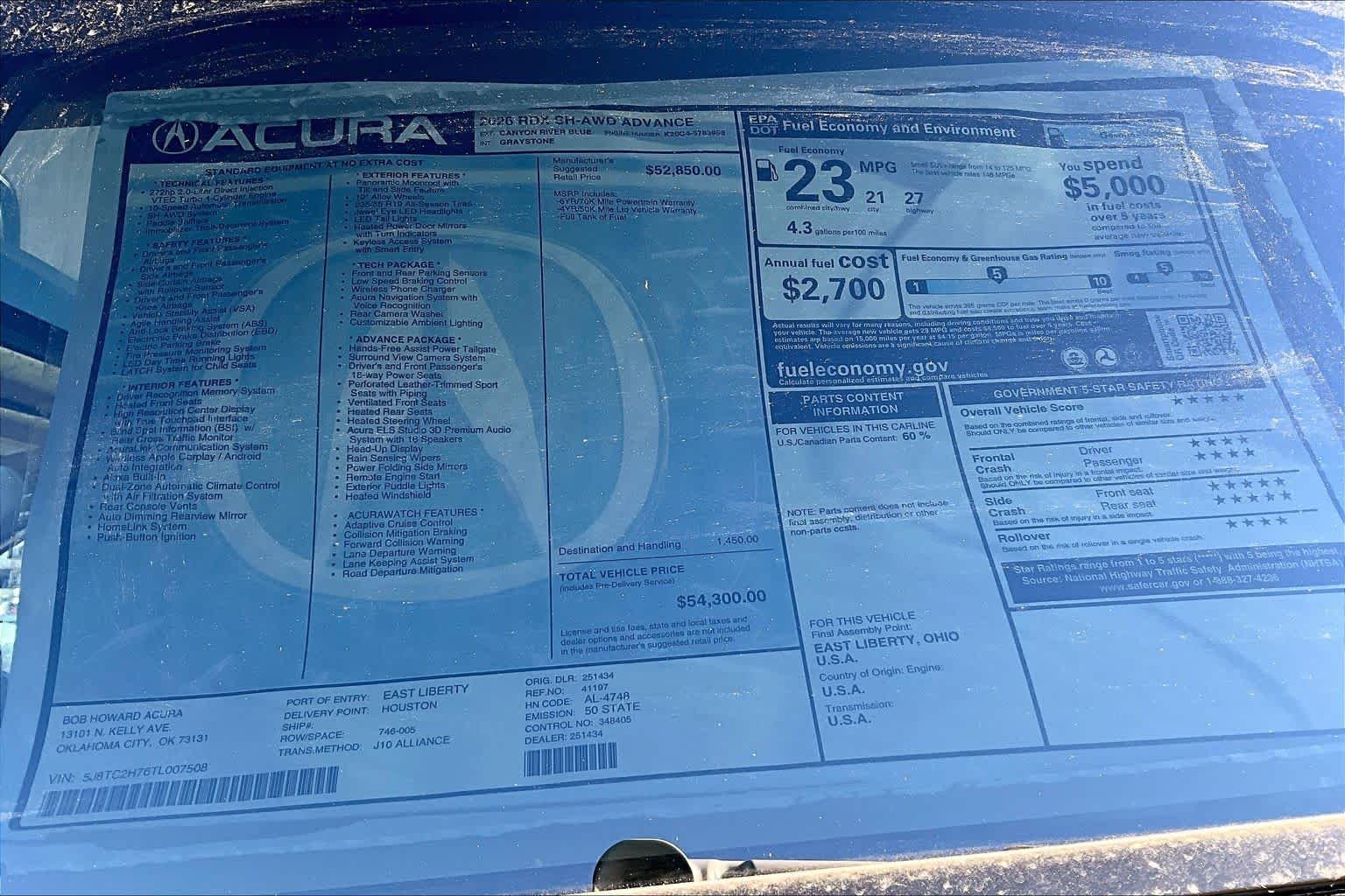 New 2026 Canyon River Blue Metallic Acura w/Advance Package image 19