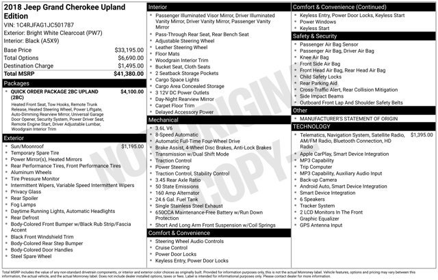 Used 2018 White/off-white Jeep Upland Edition image 1