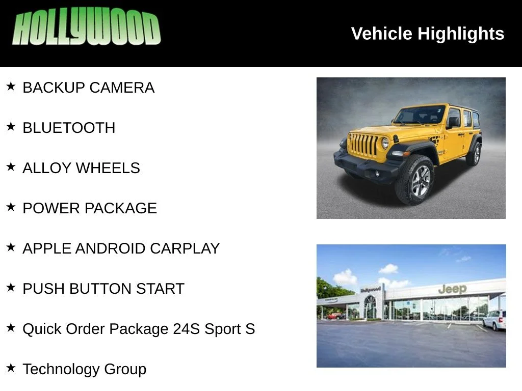 Certified Used 2020 Yellow Jeep Unlimited Sport S image 3