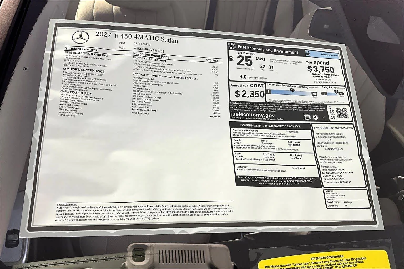 New 2027 MANUFAKTUR Moonlight White Metallic Mercedes-Benz E 450 image 18