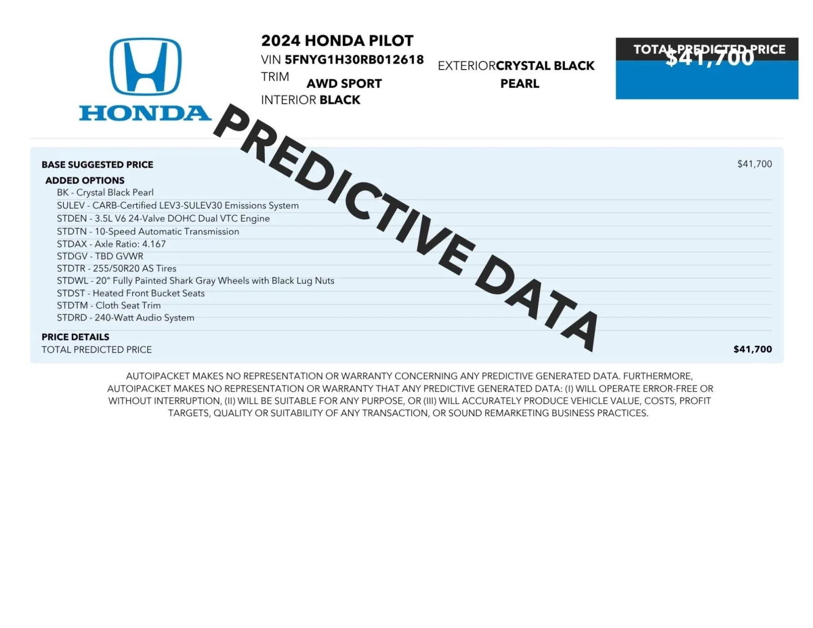 Used 2024 CRYSTAL BLACK Honda Sport AWD image 2