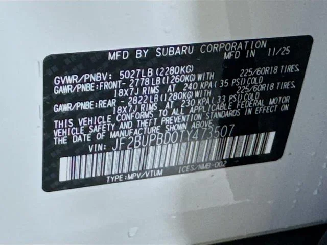 New 2026 CRYSTAL WHITE PEARL Subaru Premium image 42