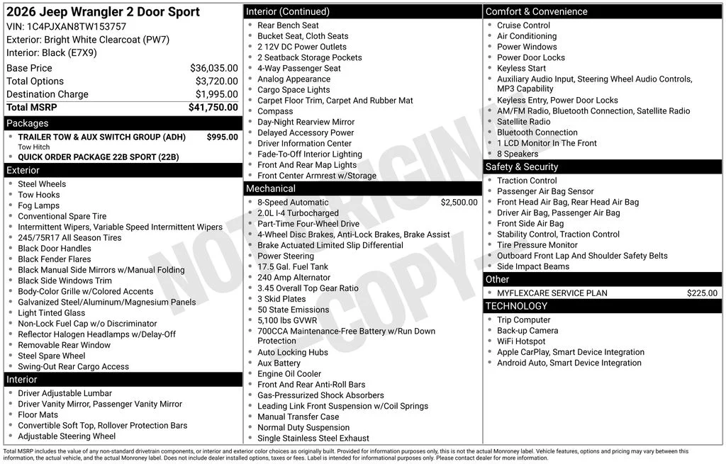 New 2026 Bright White Clear-Coat Exterior Paint Jeep Sport image 34
