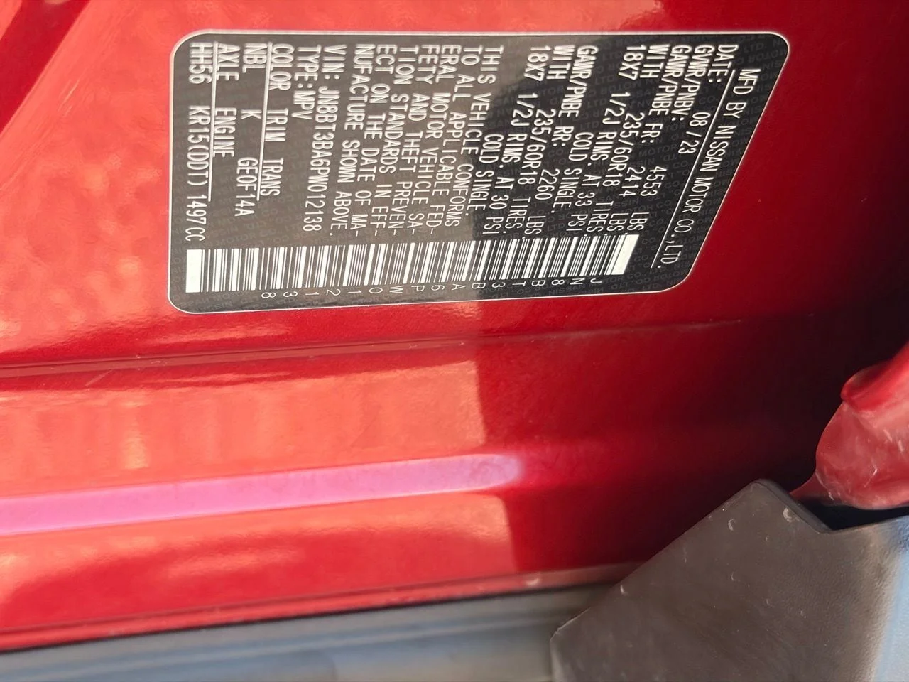 Used 2023 Scarlet Ember Tintcoat Nissan SV image 24