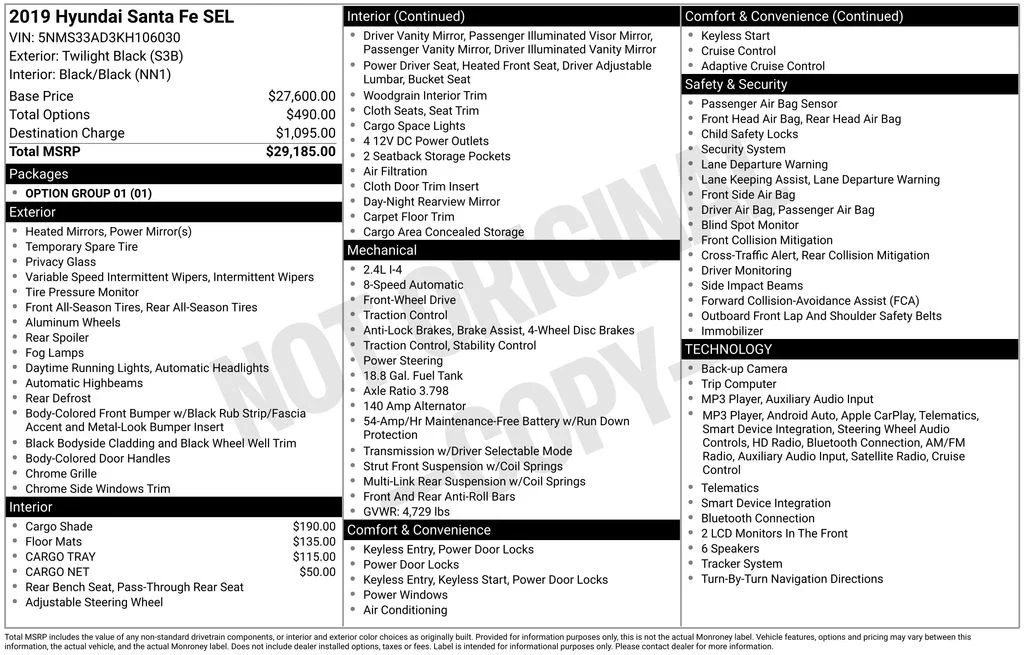 Certified Used 2019 Black Hyundai SEL image 7