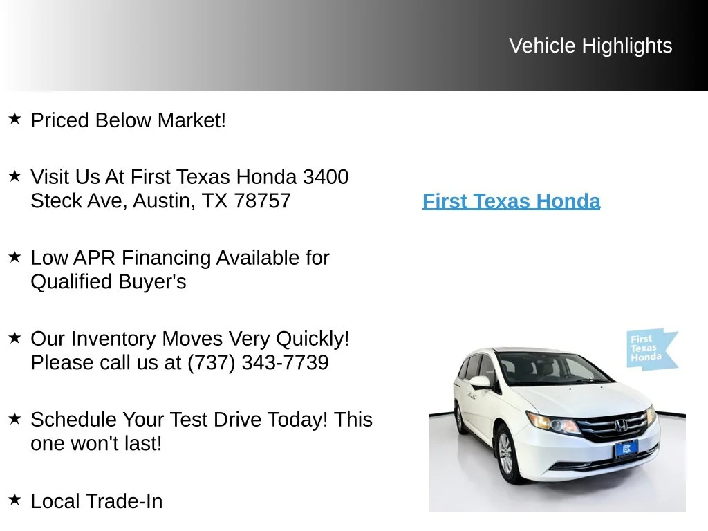 Used 2015 White Honda EX-L image 9