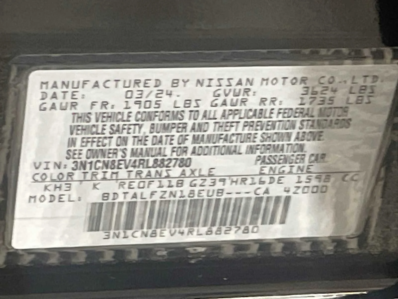 Used 2024 Super Black Nissan SV image 27