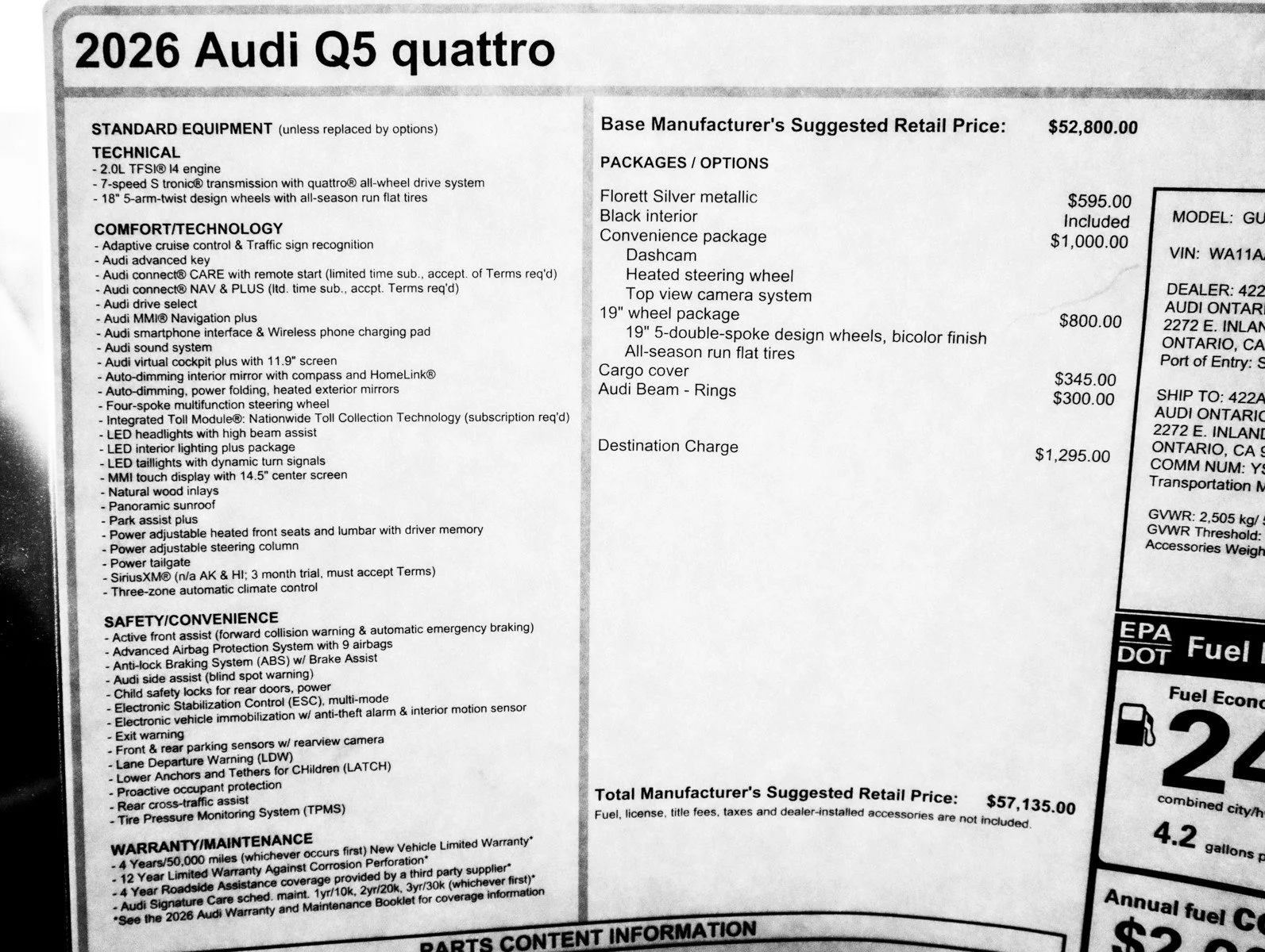 New 2026 Florett Silver Metallic Audi Premium image 28