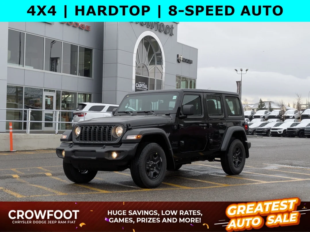 New 2026 Black Jeep Sport - - Black 3-Pc Hard Top - 8-Spd Auto - 12.3 Uconnect 5 - Dana M200 Rear Axle & More! image 1
