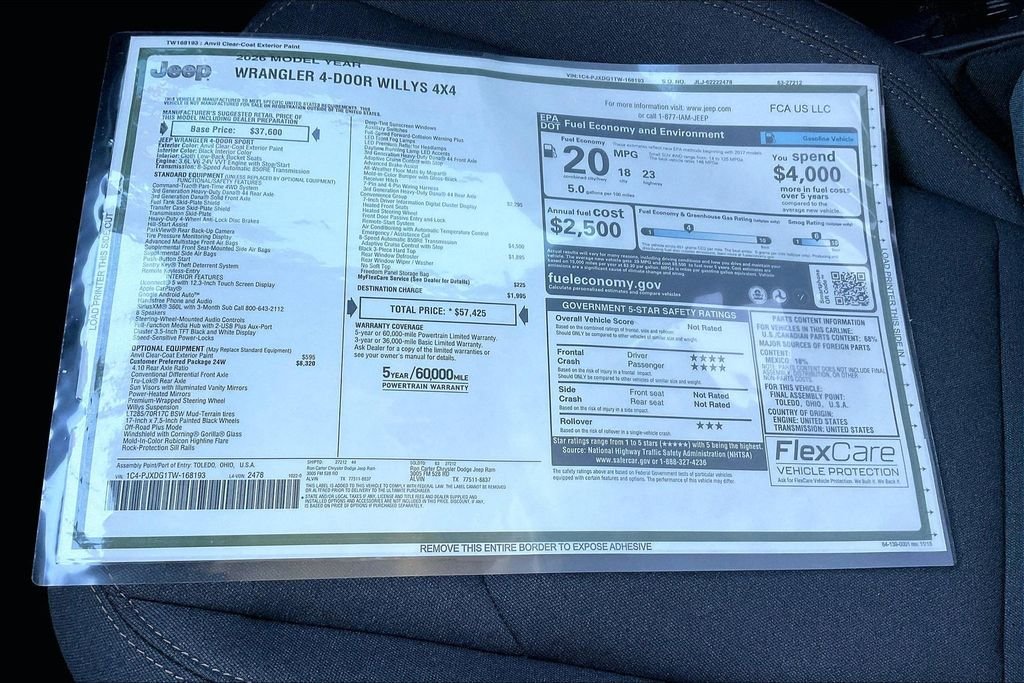 New 2026 Jeep Wrangler Willys 4D Sport Utility