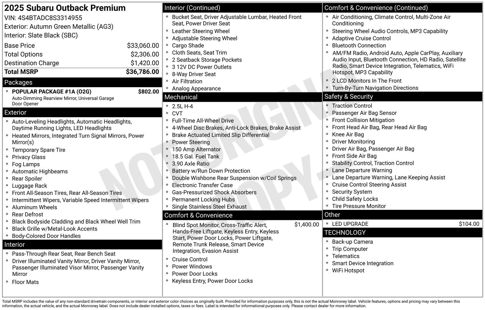 Used 2025 Green Subaru Premium image 74