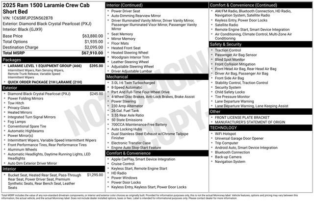Used 2025 Diamond Black Crystal Pearlcoat Ram Laramie image 17