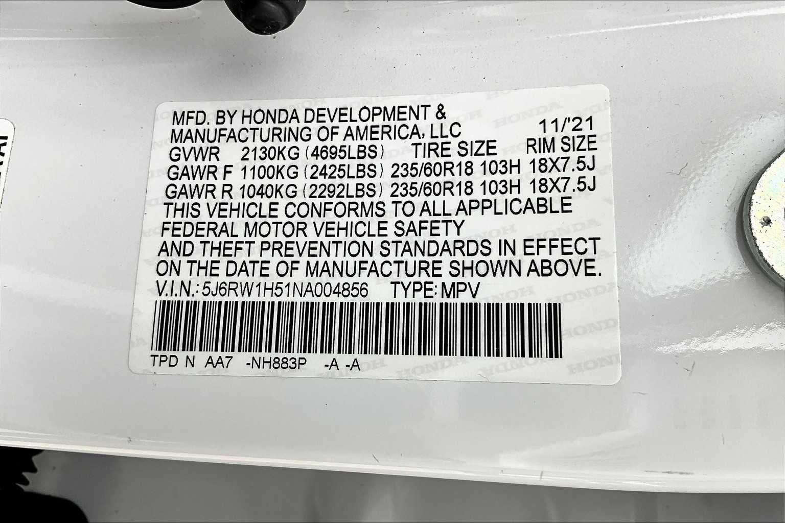 Used 2022 Platinum White Pearl Honda EX image 33