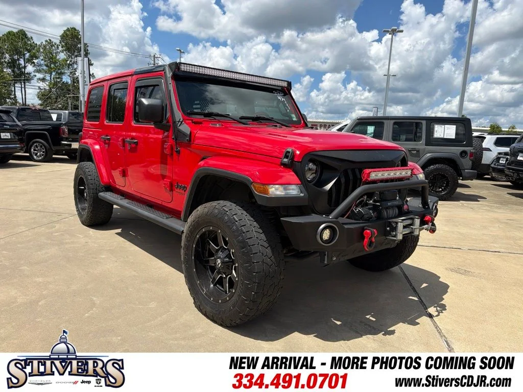 Used 2020 Red Jeep Unlimited Sahara Altitude image 1