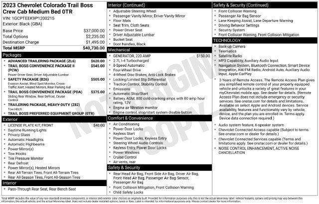 Used 2023 BLACK Chevrolet 4WD Trail Boss image 35