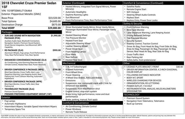 Used 2018 PEPPERDUST METALLIC Chevrolet Premier image 7