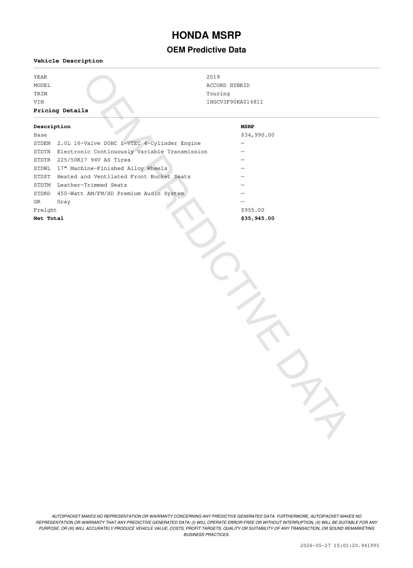 Used 2019 Gray Honda Touring image 11