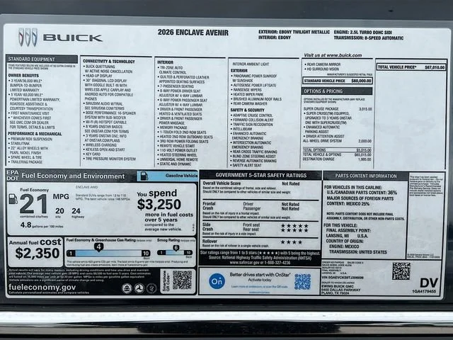 New 2026 Ebony Twilight Metallic Buick Avenir image 21