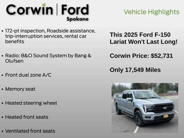 Certified Used 2025 Iconic Silver Metallic Ford Lariat image 19