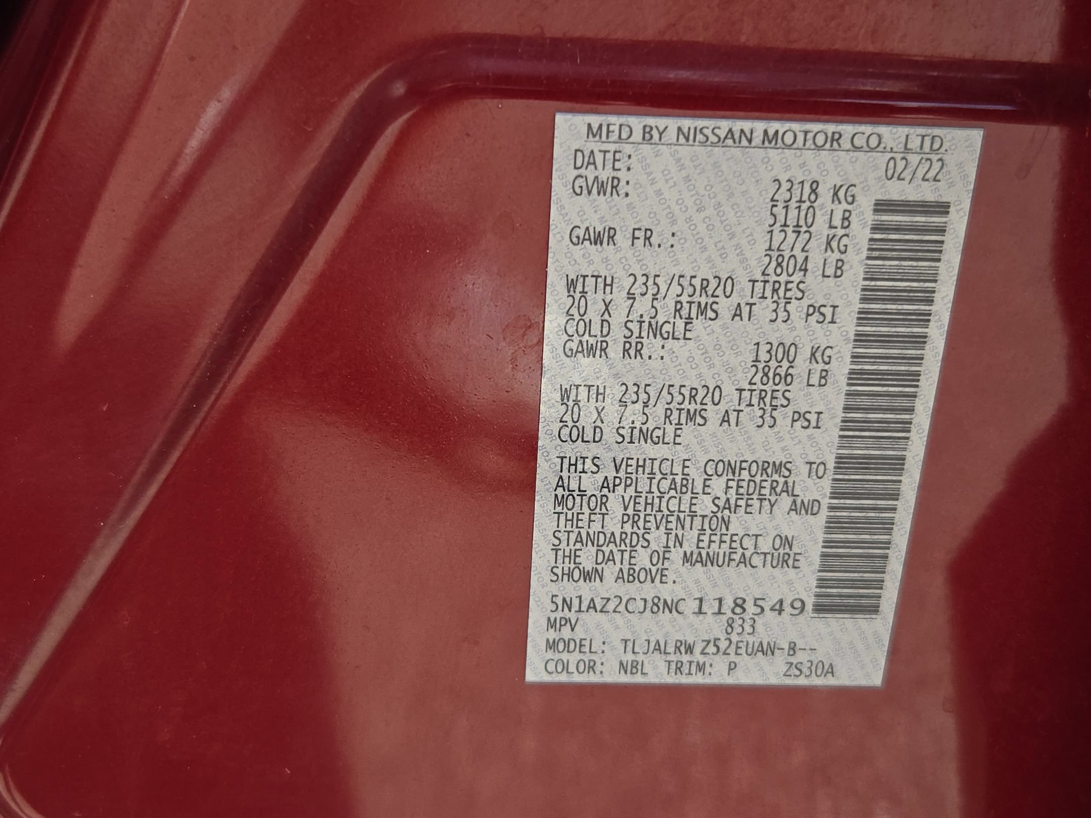 Used 2022 Scarlet Ember Tintcoat Nissan SL image 25