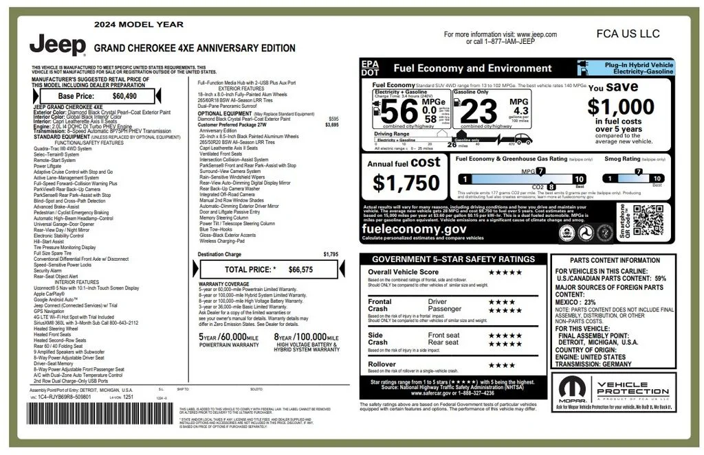 Used 2024 Black Jeep Anniversary Edition 4xe image 3