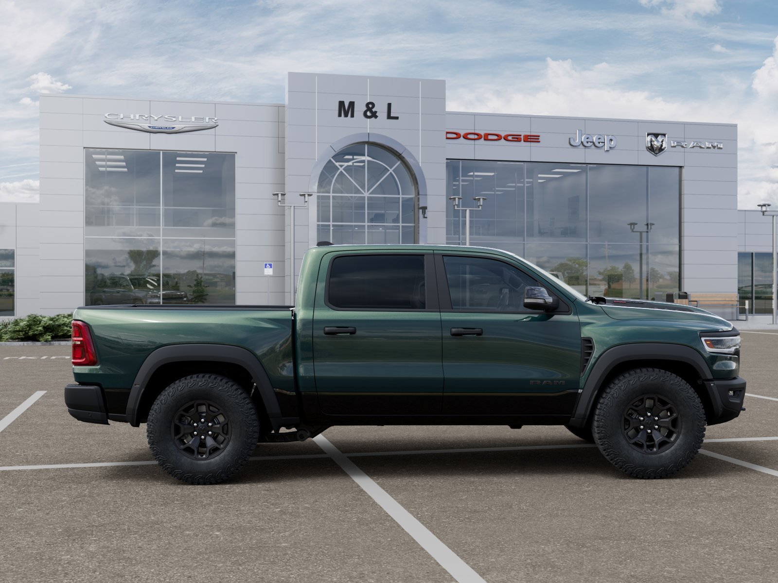 New 2026 Serrano-Green Metallic Exterior Paint RAM RHO Crew Cab 4x4 5