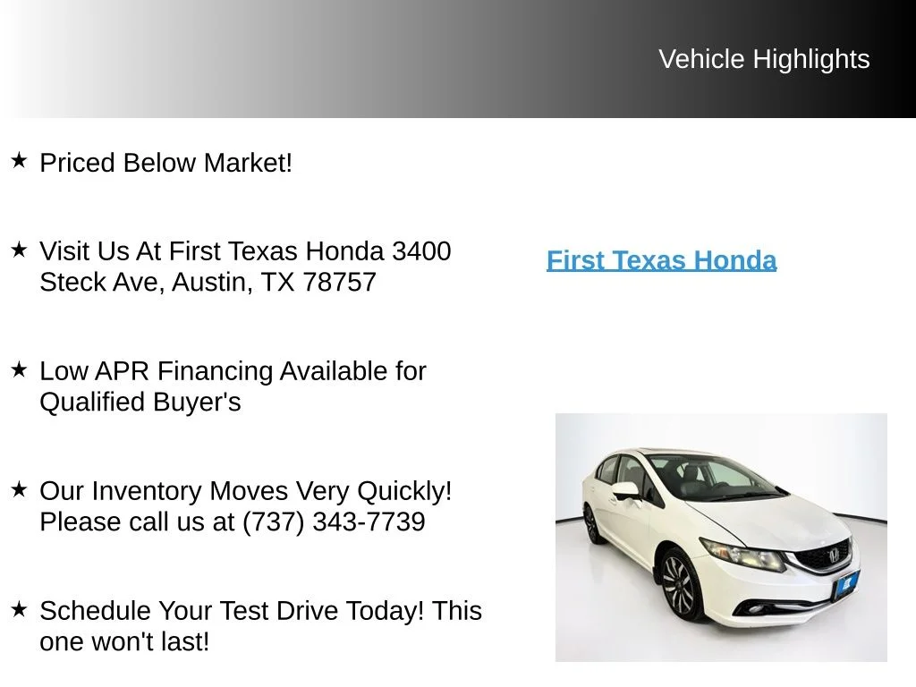 Used 2014 White Honda EX-L image 9