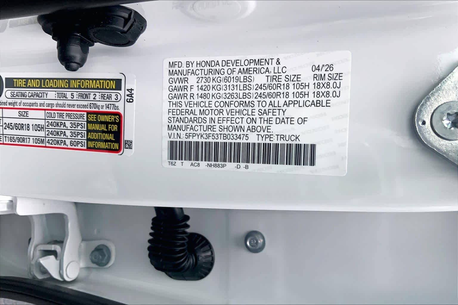 New 2026 Platinum White Pearl Honda RTL image 19