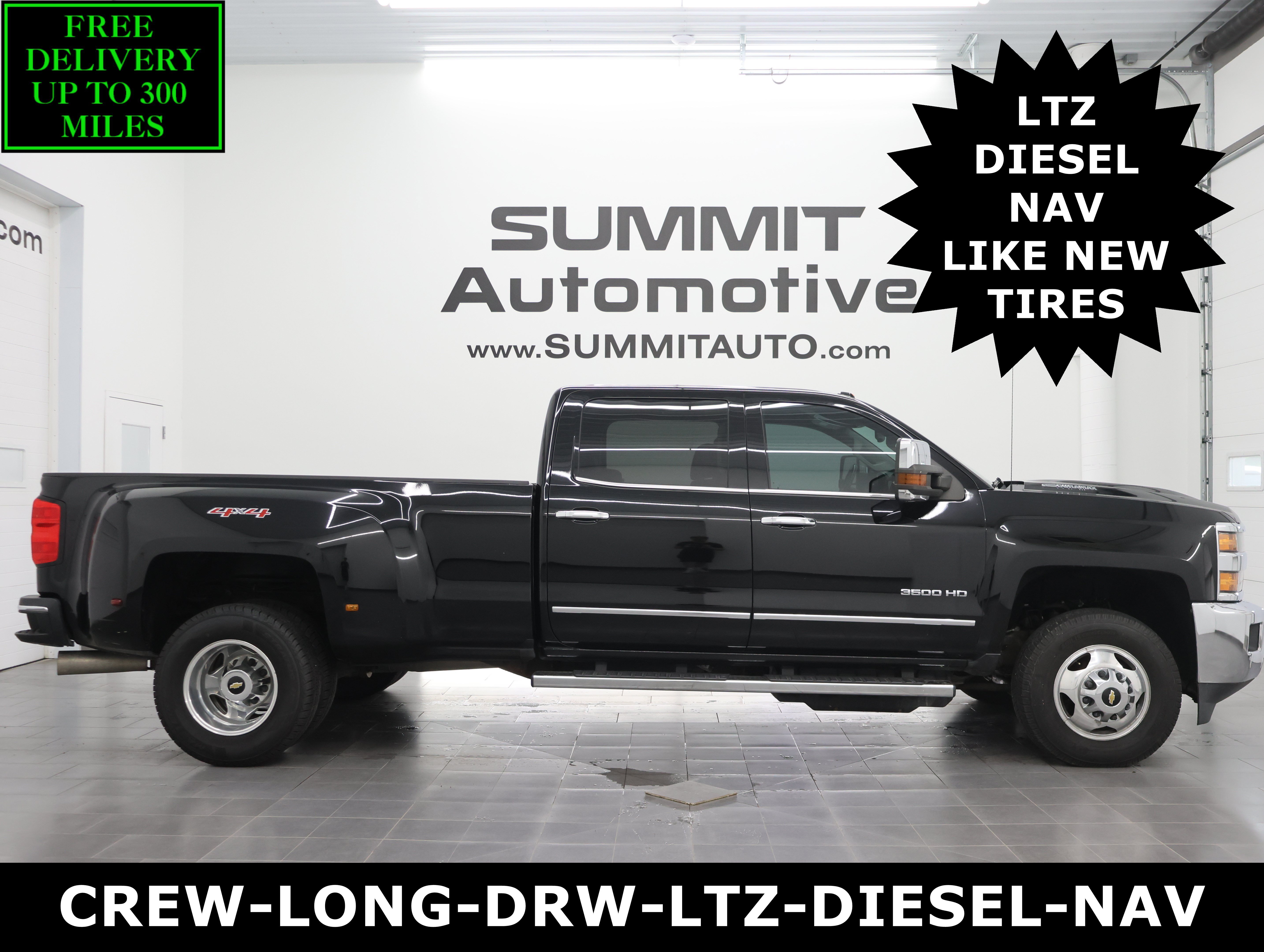 Used 2017 Black Chevrolet 4x4 Crew Cab LTZ DRW: CREW-LONG-DRW-LTZ-6.6L L5P DIESEL-NAV-HEAT/COOL SEATS-BACKUP CAM image 1