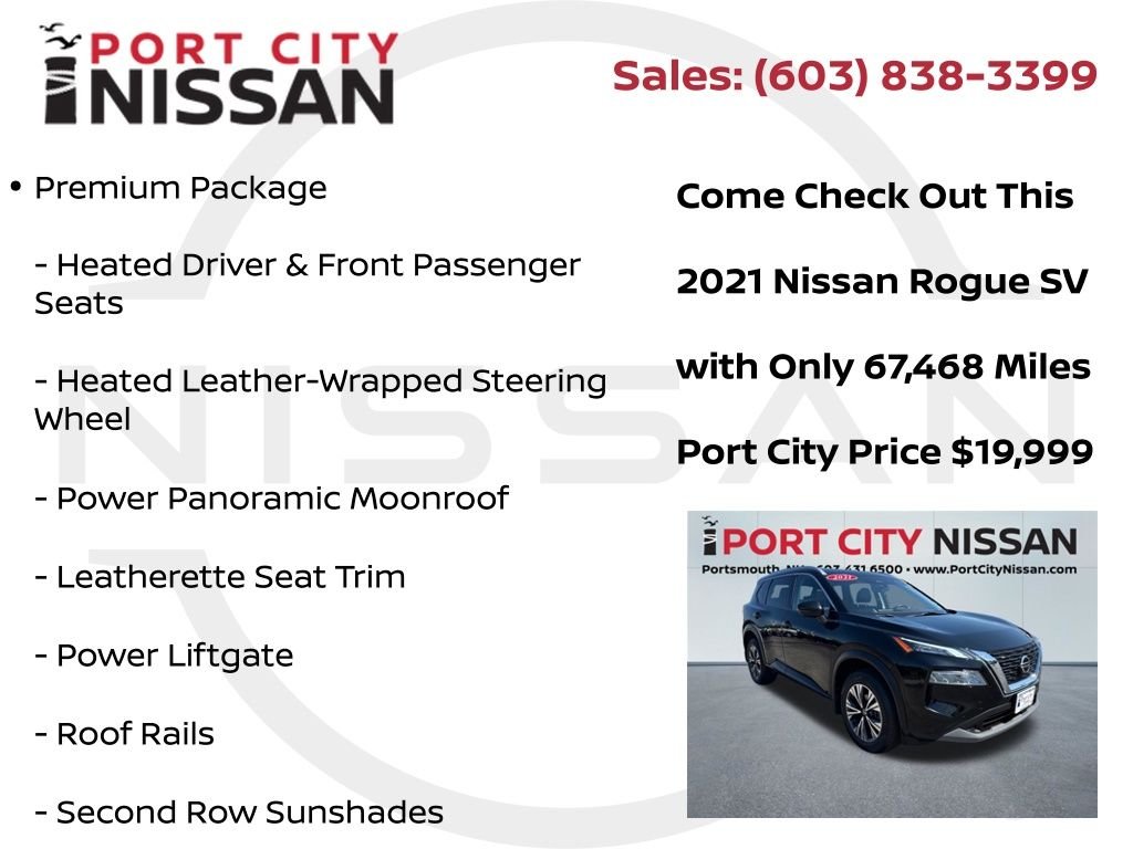 Used 2021 Super Black Nissan SV premium w/heated seats & panoramic roof image 8