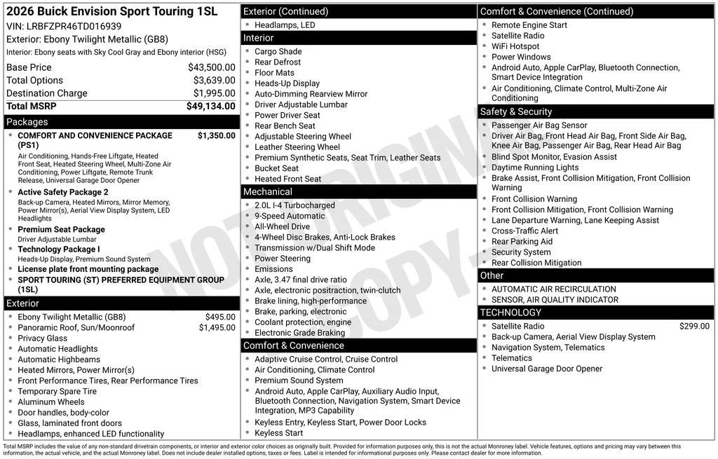 New 2026 Ebony Twilight Metallic Buick Sport Touring image 36