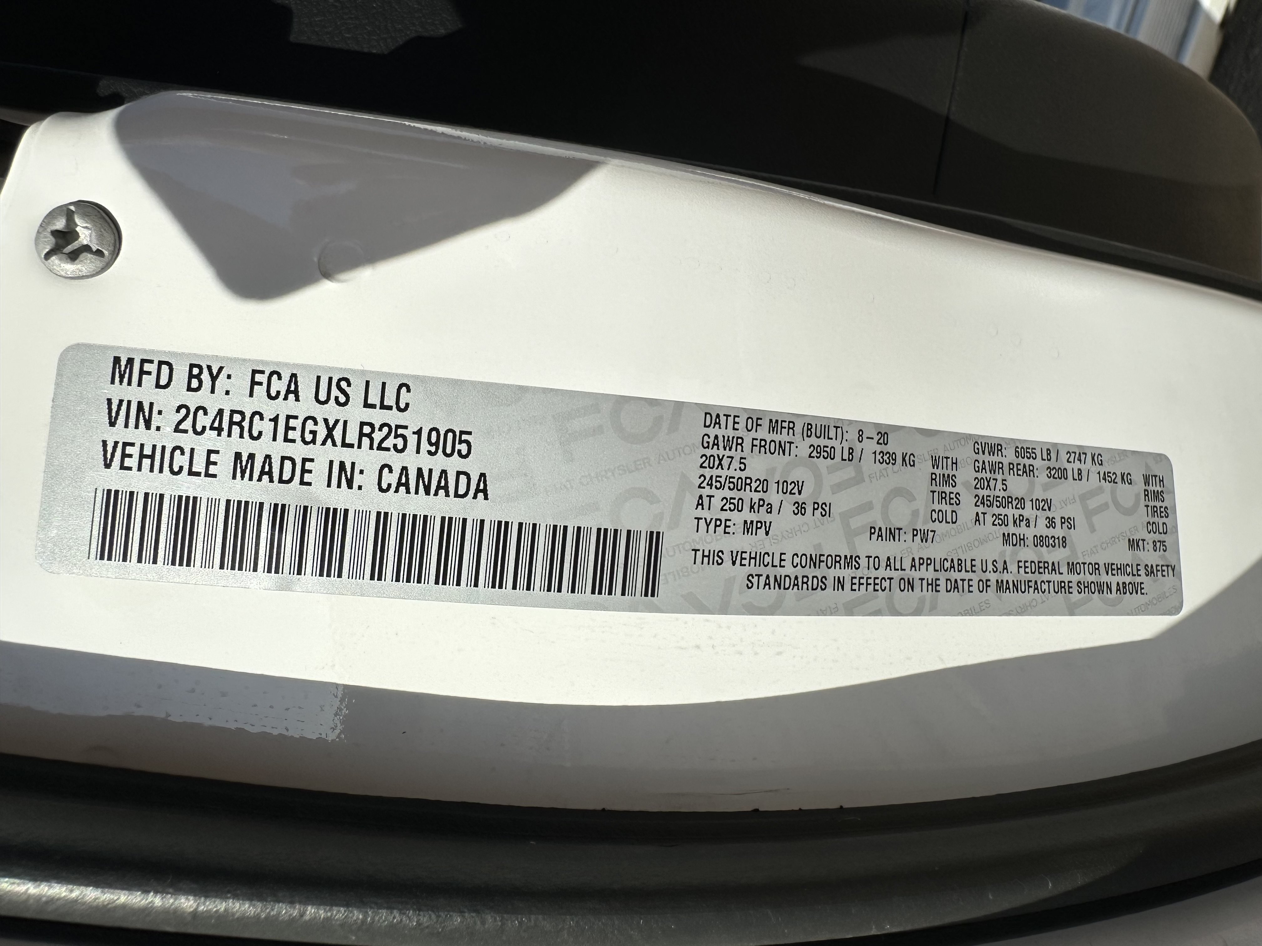 Used 2020 Bright White Clearcoat Chrysler Touring L Plus image 10