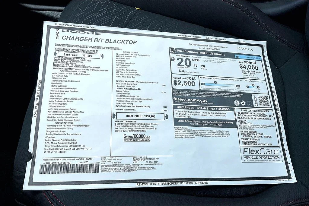 New 2026 Dodge Charger R/T 4D Sedan