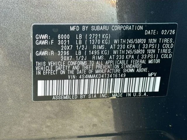 New 2026 MAGNETITE GRAY METALLIC Subaru Touring 7-Passenger image 44