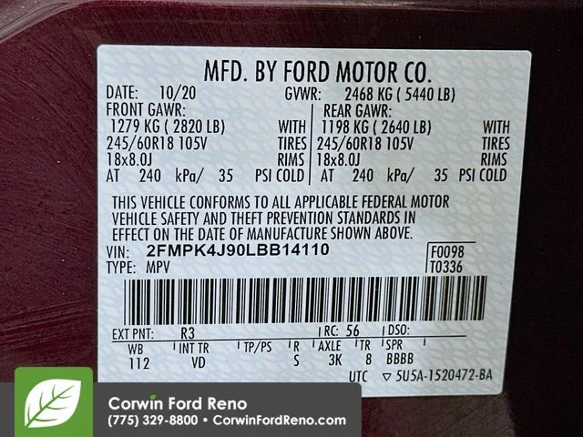 Certified Used 2020 Burgundy Ford SEL image 31