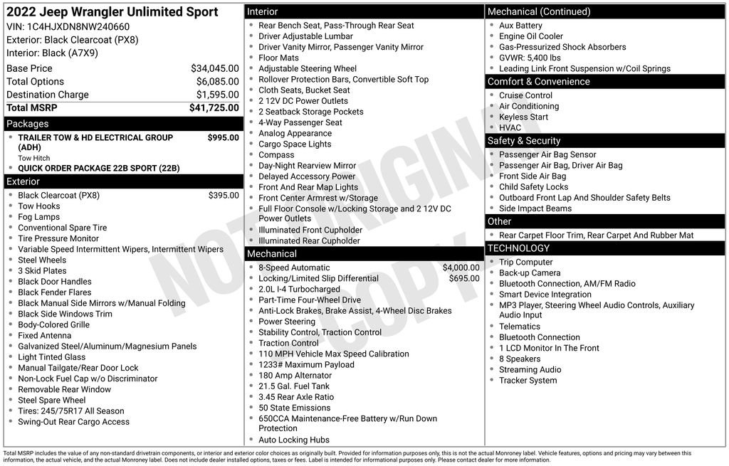Used 2022 Black Jeep Unlimited Sport image 3
